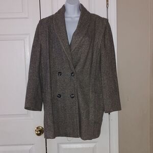 Vintage Noble Fashions gray double breasted pea coat Sz XL